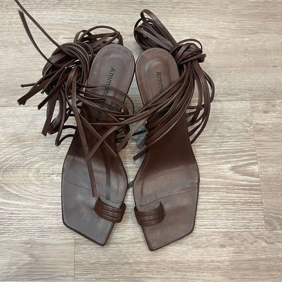 Revolve A'MMONDE ATELIER Aria 75 Multi Strap Leather Sandals in Brown - Picture 4 of 9